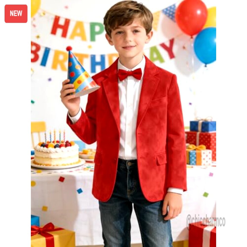 Boys Suede Blazer Retro Sport Coat Casual Jacket Spring Outerwear Versatile - Picture 6 of 6